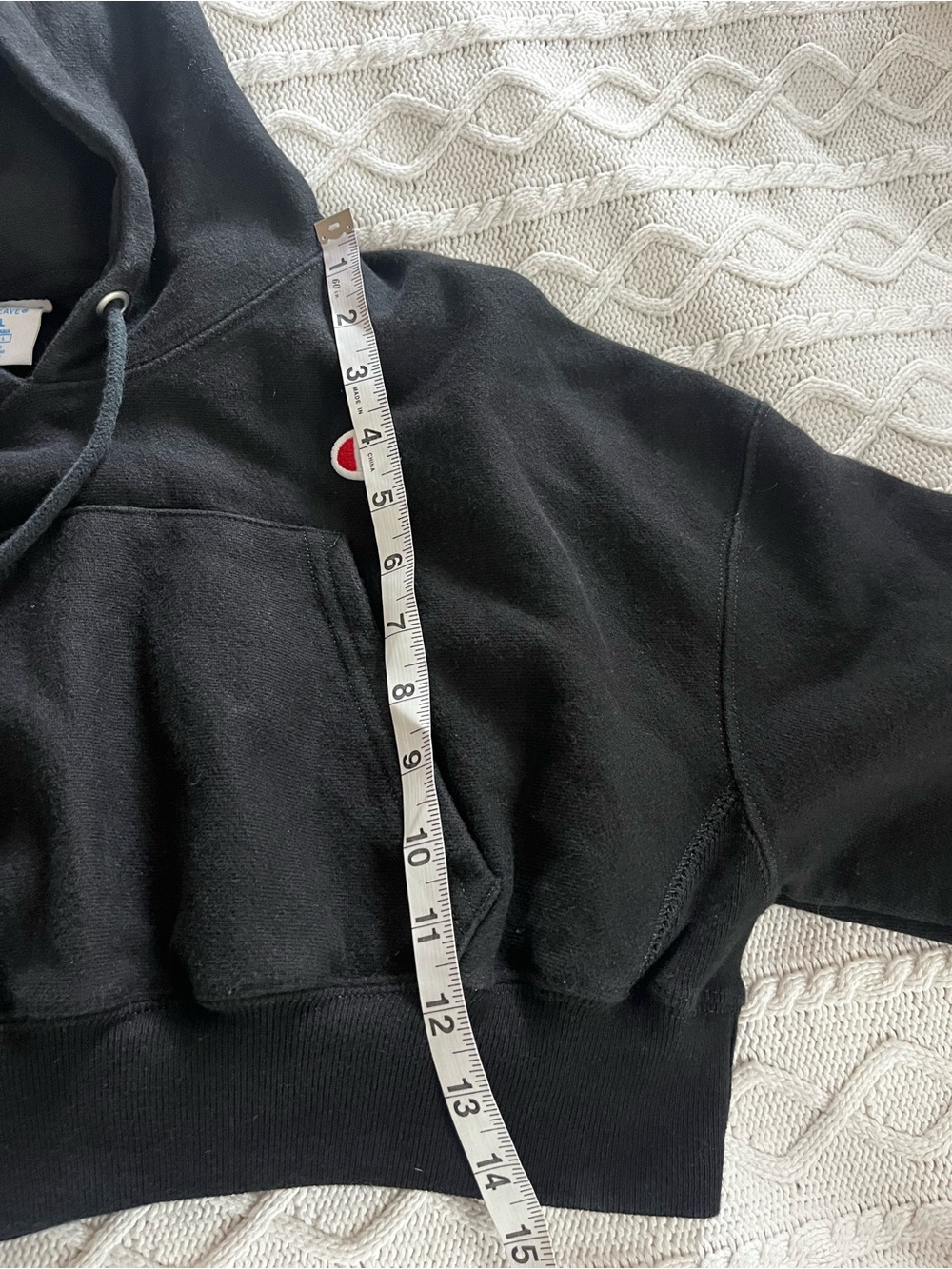 Champion Black Hooded Reverse Weave Cropped Sweatshirt Women’s Size Small - Picture 4 of 6